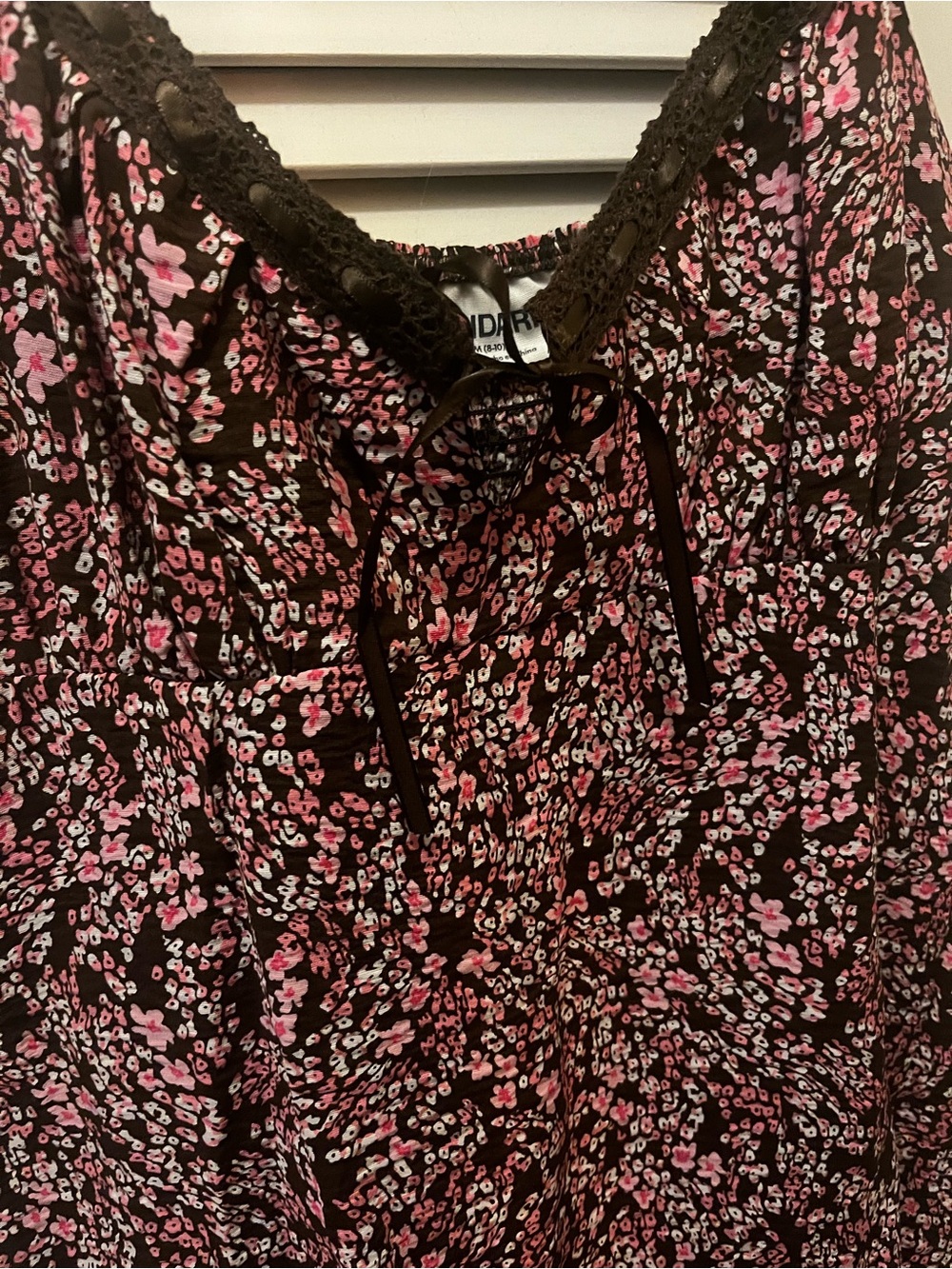 No Boundaries Brown Slip Dress with Pink and White Floral Print - Picture 4 of 9